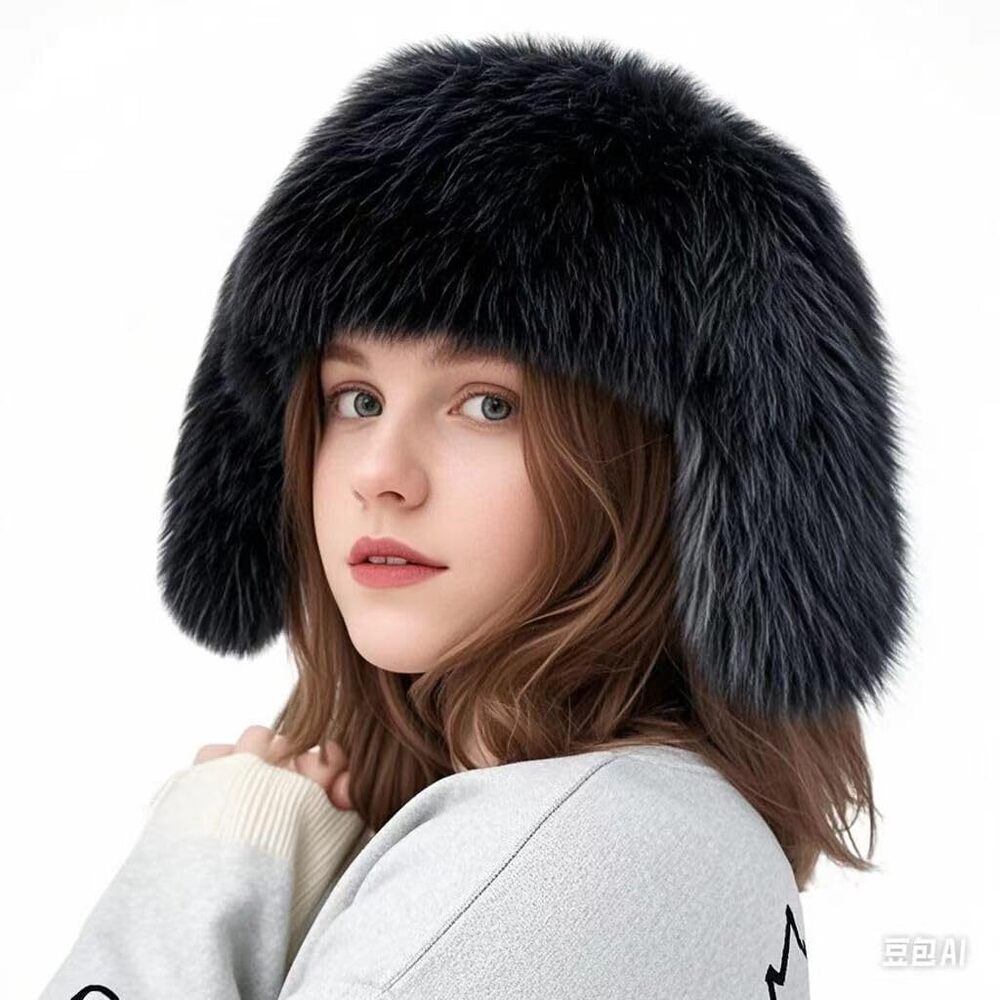 3138 Winter Faux Fur Beanie Long Hair with Ears Fashionable Kawaii Warm Ear